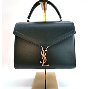 YSL Green Cassandra Leather Top Handle Crossbody Bag GHW Medium Authentic CoA